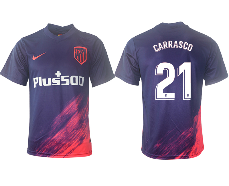 Men 2021-2022 Club Atletico Madrid away aaa version purple #21 Soccer Jersey